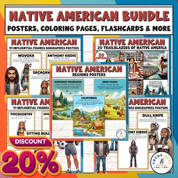 Preview of Native American Heritage Month Bundle: Posters, Coloring Pages Flashcards & More