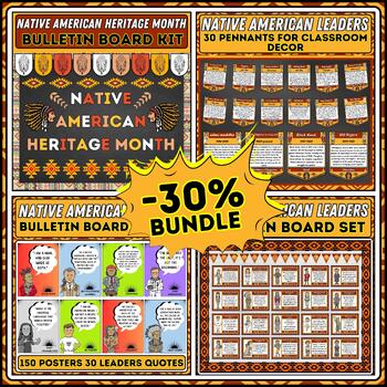 Preview of Native American Heritage Month Bundle: Quotes, Pennants, Biographies, Decor Pack