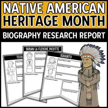 Preview of Native American Heritage Month Coloring Biography Research Report Banners