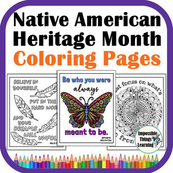 Preview of Native American Heritage Month Coloring Pages Printables with Inspiring Quotes