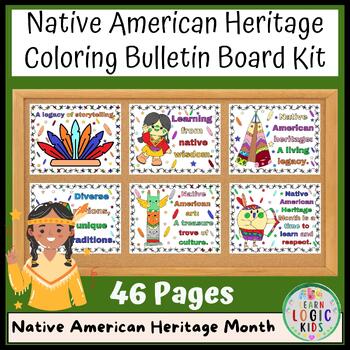 Preview of Native American Heritage Month Coloring Poster and Coloring Bulletin Board Kit