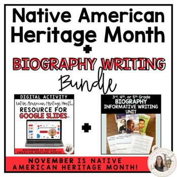 Preview of Native American Heritage Month Digital Resource + Biography Writing Bundle