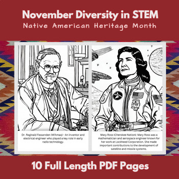 Preview of Native American Heritage Month Diversity in STEM : Elementary Coloring Pages