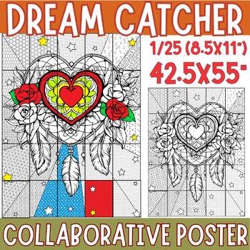 Preview of Native American Heritage Month Dream Catcher collaborative coloring poster art