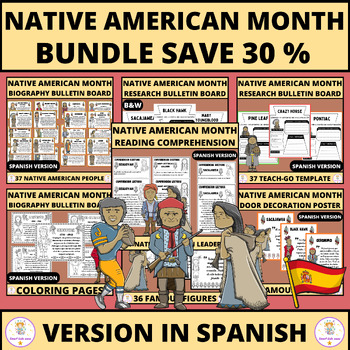 Preview of Native American Heritage Month Educational Resources and Decor Bundle In Spanish