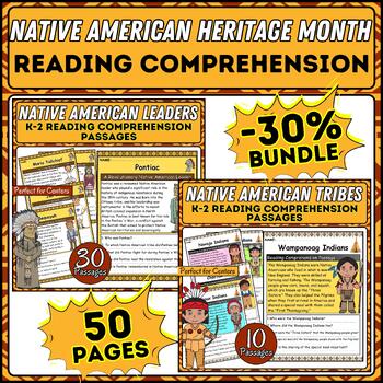 Preview of Native American Heritage Month K-2 Reading Comprehension Passages Bundle Studies