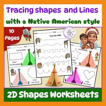 Preview of Native American Heritage 2D SHAPES: November activity sheets for kindergarten