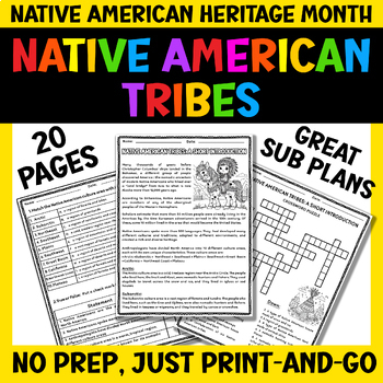 Preview of Native American Heritage Month Middle School Sub Plans Reading Comprehension 6th