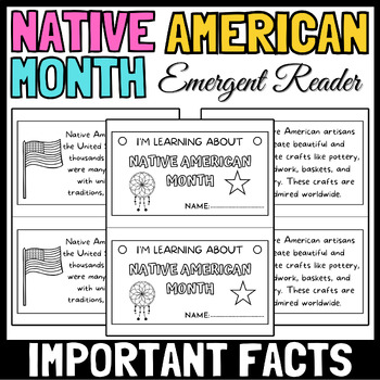 Preview of Native American Heritage Month Mini Book For Emergent Reader | Important Facts .