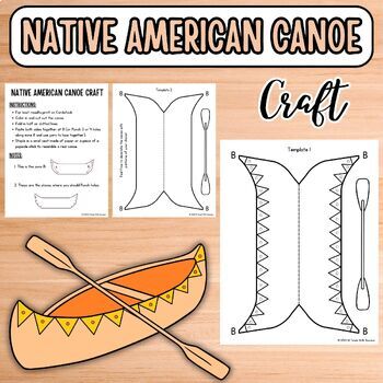 Preview of Native American Heritage Month Paper Canoe Craft, Printable canoe craft