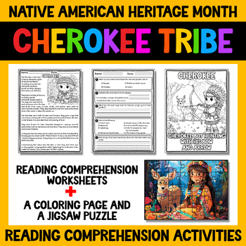 Preview of Native American Heritage Month Reading Comprehension Cherokee Tribe 2nd 3d 4th G