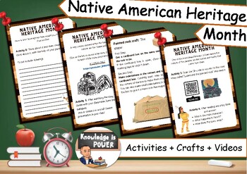 Preview of Native American Heritage Month | Readings + Activities + Videos + Crafts | Kids
