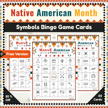 Preview of Native American Heritage Month Symbols Bingo Game Cards : Free Version