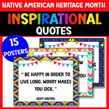 Preview of Native American Heritage Month Tribe Inspirational Quotes Bulletin Board Posters