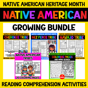 Preview of Native American Heritage Month Tribes November Reading Comprehension Activities