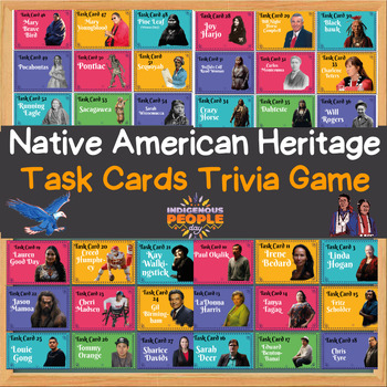 Preview of Native American Heritage Month US Indigenous Peoples Day 56 Task Cards Biography