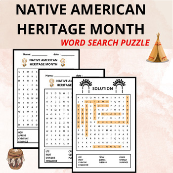 Preview of Native American Heritage Month Word Search Activities | Puzzles