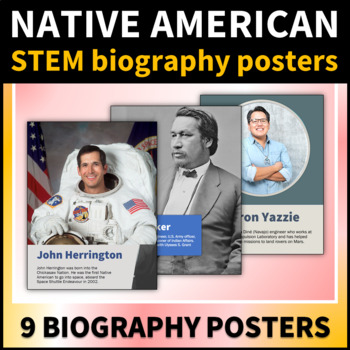 Preview of Native American Heritage STEM Leaders Biography Poster Set Classroom Decor