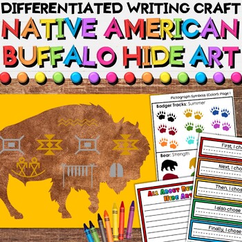 Preview of Native American Heritage Writing Craft Activities | Buffalo Hide Art Projects