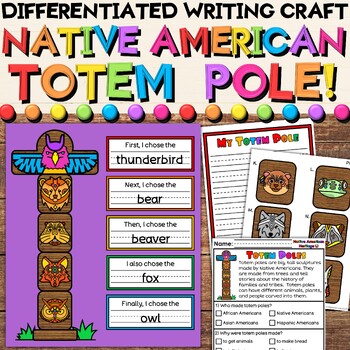 Preview of Native American Heritage Month Totem Pole Indigenous Writing Craft & Activities