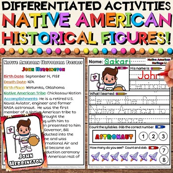 Preview of Native American Historical Figures Worksheets Bio Sheets, & Flashcard Activities