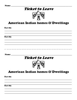 Preview of Native American History "Ticket to Leave" Packet (41 Topics)
