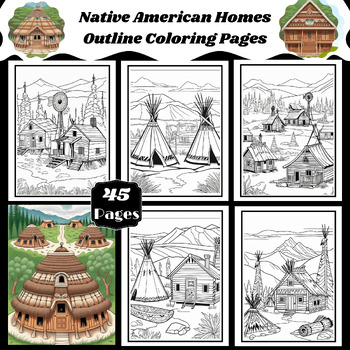 Preview of Native American Homes Outline Coloring Pages