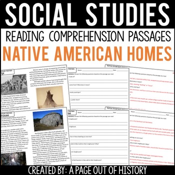 Preview of Native American Homes Reading Comprehension Passages