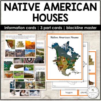 Preview of Native American Houses Information and Picture Cards, 3 Part Cards