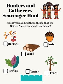 native american hunters gatherers scavenger hunt by miss hannahs tpt