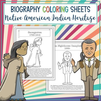 Preview of Native American Indian Heritage Leaders Biography Coloring Pages
