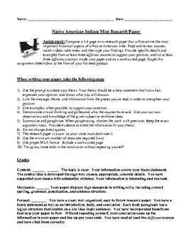 Preview of Native American Indian Mini-Research Paper: Prompt, Guidelines, Rubric, & More