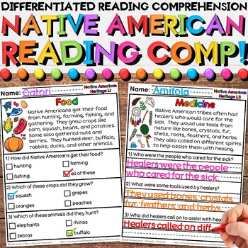 Preview of Native American & Indigenous Cultures Reading Comprehension Worksheets