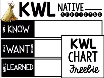 Preview of Native American KWL Chart {Freebie}