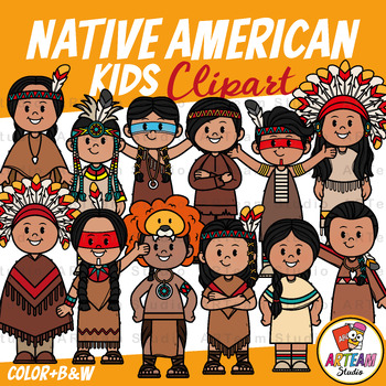 Preview of Native American Kids Clipart | History Clipart [ARTeam Studio]