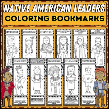 Preview of Native American Leaders Coloring Bookmarks - Heroic Indigenous Peoples Bookmarks