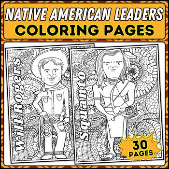 Preview of Native American Leaders Coloring Pages | Indigenous Peoples Day & Heritage Month