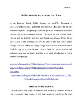 Preview of Native American Literature Common Core Unit