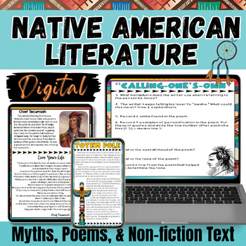 Preview of Native American Literature Unit: Poems, Myths, Non-fiction - Digital