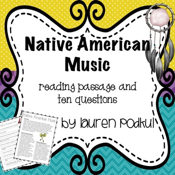 Preview of Native American Music Reading Passage and Questions - Great for Subs!