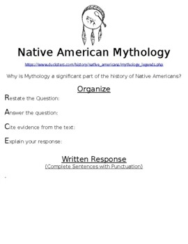 Preview of Native American Mythology R.A.C.E Online Writing Assignment  W/Article