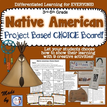 Preview of Native American Project Based Choice Board for 4th and 5th grades!
