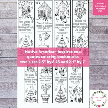Preview of Native American Quotes Coloring Bookmarks Indigenous People Culture Appreciation