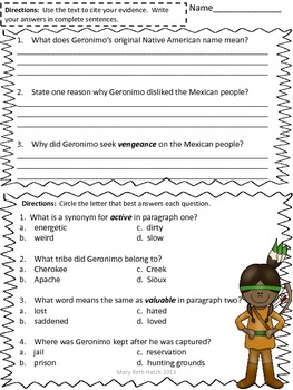 Native American Reading Comprehension Set by mrshatchsclass | TpT