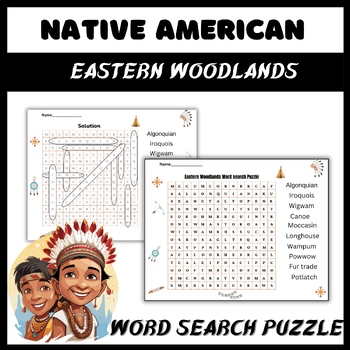 Preview of Native American Regions:Eastern Woodlands Word Search Puzzle Activities