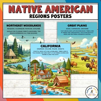 Preview of Native American Regions Posters Bulletin Board | Native American Heritage month
