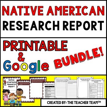 Preview of Native American Report Printable and Google Slides Bundle