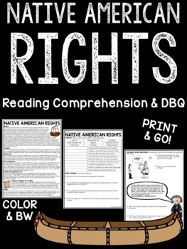 Preview of Native American Rights Reading Comprehension Worksheet and DBQ