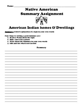 Preview of Native American Summary Writing Packet (39 Total Topics)