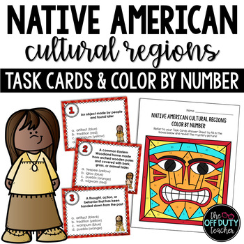 Preview of Native American Task Cards and Color by Number Activity (Google Forms)